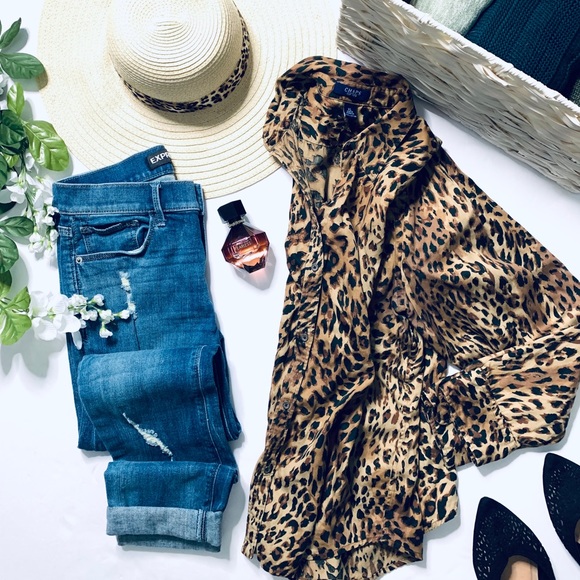 Chaps Tops - Chaps leopard print button up blouse